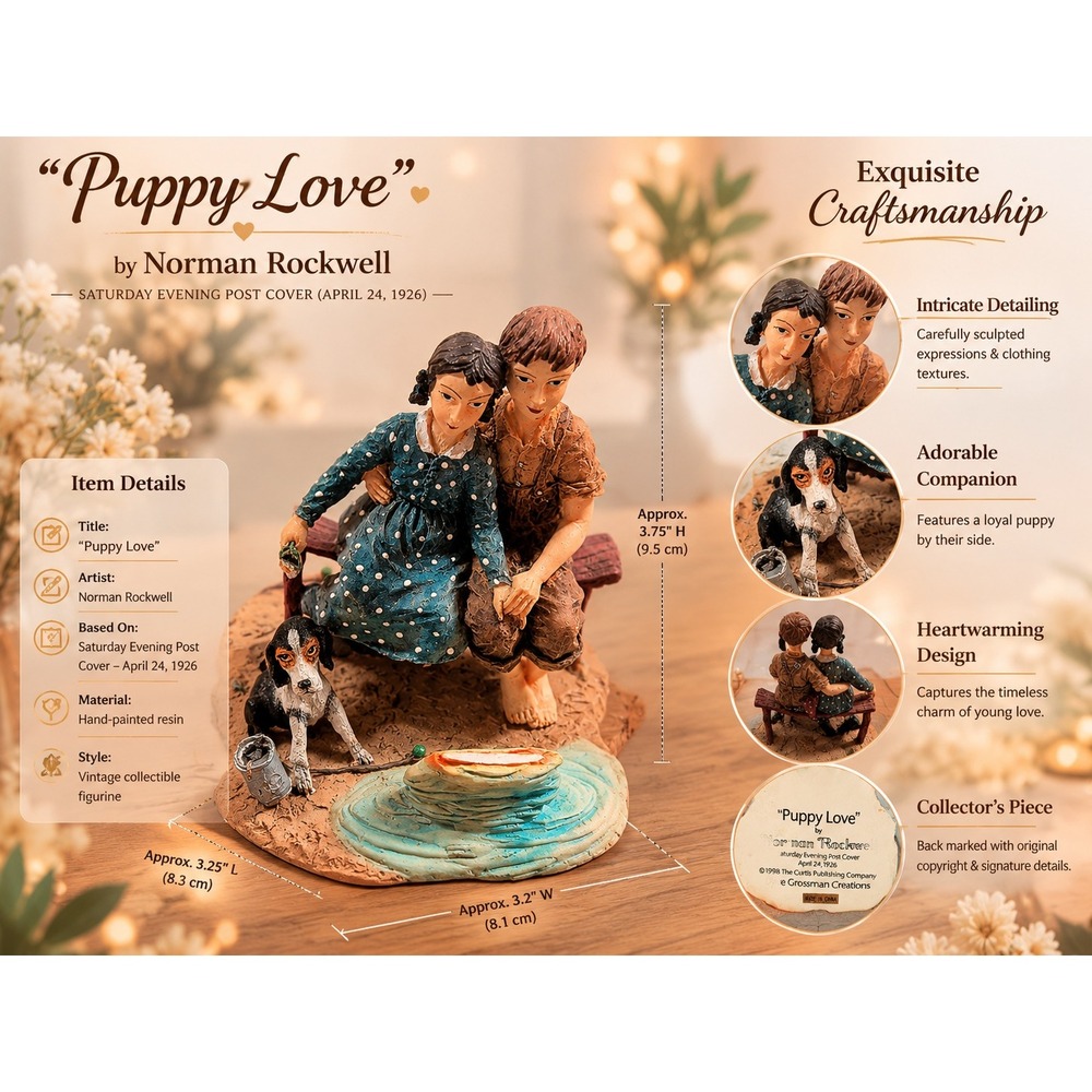 Norman Rockwell Puppy Love Figurine Dave Grossman Creations 1998 Saturday Post